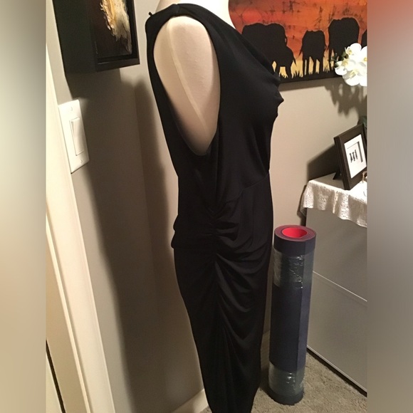 Black Draped Cocktail Dress Size 10 - Picture 2 of 5